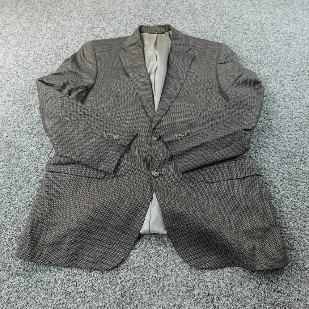 Jack Victor Blazer Mens 42 Brown Herringbone Bamboo Sport Coat Suit Jacket Top